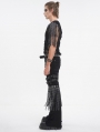 Black Gothic Punk Decadent Studded Chain Tassel Flared Pants for Men