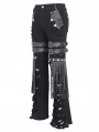 Black Gothic Punk Decadent Studded Chain Tassel Flared Pants for Men