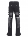 Black Gothic Punk Decadent Studded Chain Tassel Flared Pants for Men