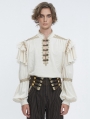 Ivory Steampunk Retro Lace Embroidery Lantern Sleeves Shirt for Men