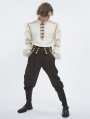 Ivory Steampunk Retro Lace Embroidery Lantern Sleeves Shirt for Men