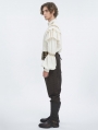 Ivory Steampunk Retro Lace Embroidery Lantern Sleeves Shirt for Men