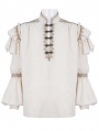 Ivory Steampunk Retro Lace Embroidery Lantern Sleeves Shirt for Men