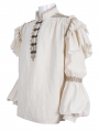Ivory Steampunk Retro Lace Embroidery Lantern Sleeves Shirt for Men