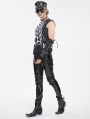 Black Gothic Punk Streetwear Skeleton Print Vest Top for Men