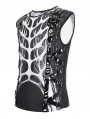 Black Gothic Punk Streetwear Skeleton Print Vest Top for Men