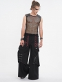 Black Gothic Punk Casual See Through Fishnet Vest Top for Men