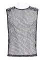 Black Gothic Punk Casual See Through Fishnet Vest Top for Men