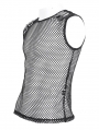 Black Gothic Punk Casual See Through Fishnet Vest Top for Men