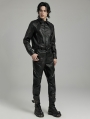 Black Gothic Punk Zipper Paneled Fit Casual Pants for Men