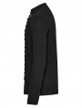 Black and Red Gothic Punk Mesh Splicing Long Sleeve T-Shirt for Men