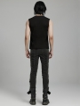 Black Gothic Punk Rivets Daily Knitted Tank Top for Men