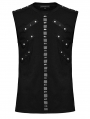 Black Gothic Punk Rivets Daily Knitted Tank Top for Men