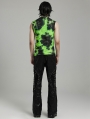 Black and Green Gothic Tie-Dyed Cyber Tank Top for Men