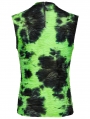 Black and Green Gothic Tie-Dyed Cyber Tank Top for Men