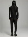 Black Vintage Gothic Flocking Pattern Mesh Long Sleeve T-Shirt for Men