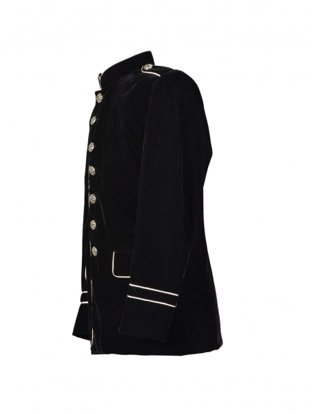 Black Military Style Gothic Coat for Men - Devilnight.co.uk