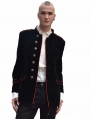 Black and Red Military Style Gothic Coat for Men