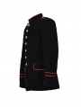 Black and Red Military Style Gothic Coat for Men