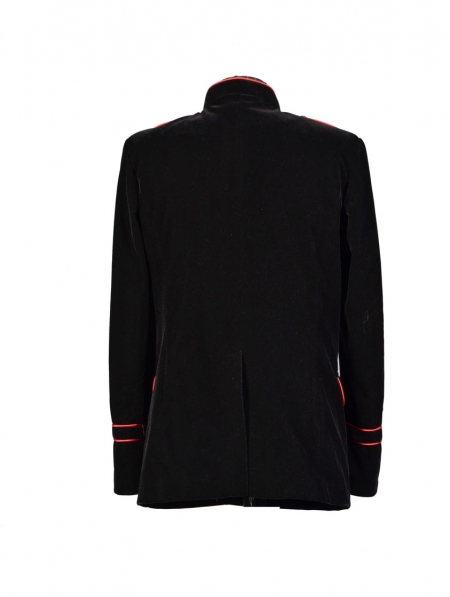 Black and Red Military Style Gothic Coat for Men - Devilnight.co.uk