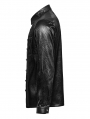 Black Gothic Daily Crack Leather Textured Fitted Men's Shirt