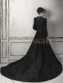 Black and White Long Sleeves Gothic Wedding Dress