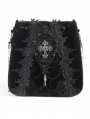 Black Gothic Retro Velvet Lace Applique Chain Strap Shoulder Bag