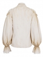 Ivory Vintage Gothic Lantern Sleeve Button Front Shirt for Women