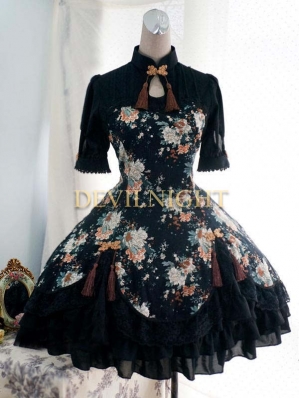 Floral Pattern Short Sleeves Lolita Dress