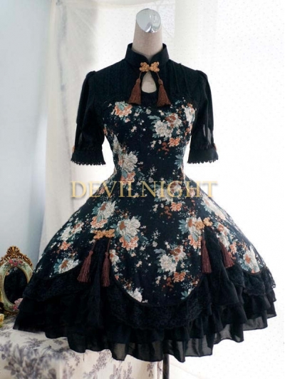Floral Pattern Short Sleeves Lolita Dress