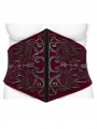 Red Gothic Embroidery Velvet Retro Underbust Corset Plus Size Waistband