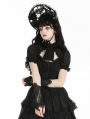 Black Romantic Gothic Rose Lace Appliqued Gloves