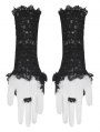 Black Romantic Gothic Rose Lace Appliqued Gloves