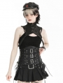 Black Gothic Punk Snake-Patterned Faux Leather Short Cape for Women