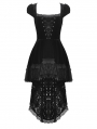 Black Gothic Velvet Cap Sleeve Dark Swallowtail Princess High-Low Dress