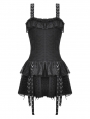 Black Gothic Punk Rock Edgy Rebellious Short Ruffle Dress