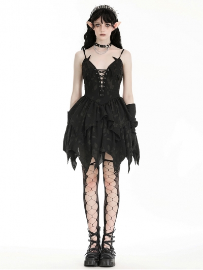 Black Gothic Bat Irregular Sexy Short Dress