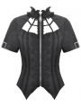 Black Gothic Punk Hollow Out Spider-Shaped Shirt for Women