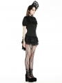 Black Gothic Dolly Ruffled Button Up Short Sleeve Blouse for Women