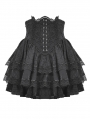 Black Gothic Playful Embroidered Lace Flouncy Puff Short Skirt