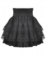 Black Gothic Playful Embroidered Lace Flouncy Puff Short Skirt