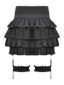 Black Gothic Layered Frilly Skirt With Leg Garter Belt