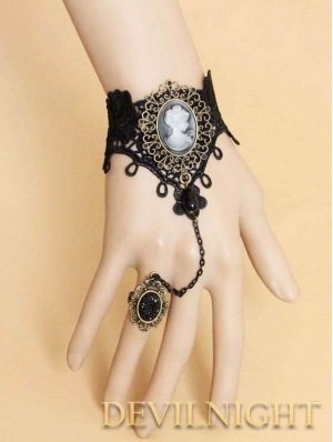 Black Lace Pendant Gothic Victorian Bracelet Ring Jewelry 