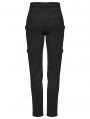 Black and White Gothic Punk Skeleton Leather Splice Pants for Women