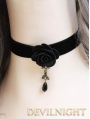 Gothic Vampire Black Flower Short Necklace Jewelry