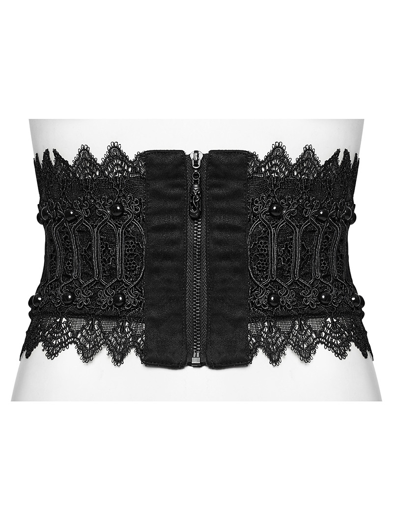 Black Gothic Vintage Lace Hollow Underbust Corset Waistband - Devilnight.co.uk