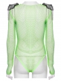 Green Gothic Punk Spike Tassel Sexy Mesh Bodysuit