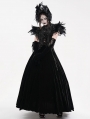 Black Vintage Gothic Tassels Feather Trim Short Cape for Women