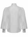 White Gothic Layered Lace Gorgeous Puff Sleeve Shirt for Men