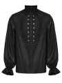 Black Gothic Retro 3D Pleated Lantern Sleeve Shirt for Men